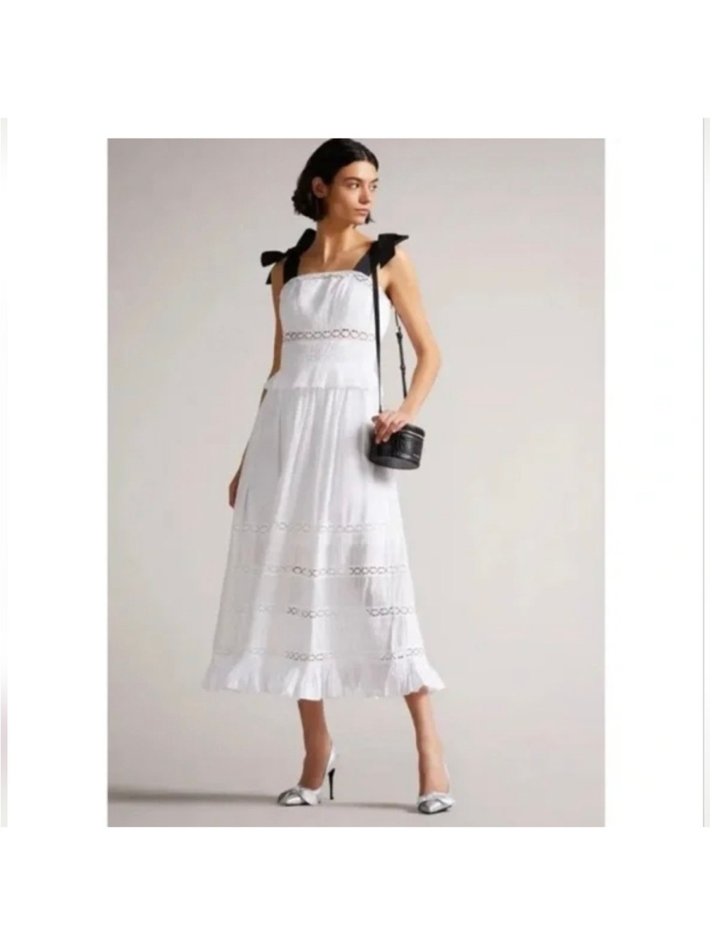 Ted Baker Grosgrain White Midi Dress MSRP: $445
